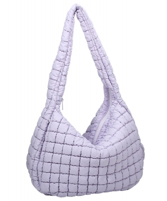Puffy Quilted Nylon Large Shoulder bag Hobo NQ129 LAVENDER